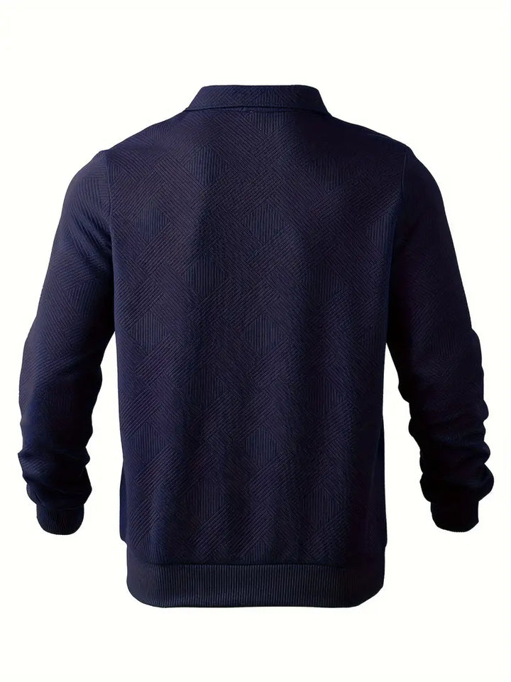 Maglione da Uomo in Misto Lana con Zip e Motivo Geometrico