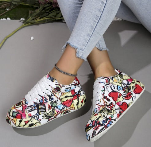 Sneakers da Donna con Stampa Graffiti e Suola Ammortizzata