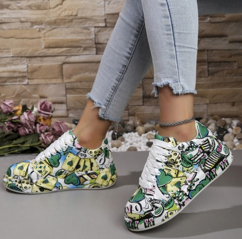 Sneakers da Donna con Stampa Graffiti e Suola Ammortizzata