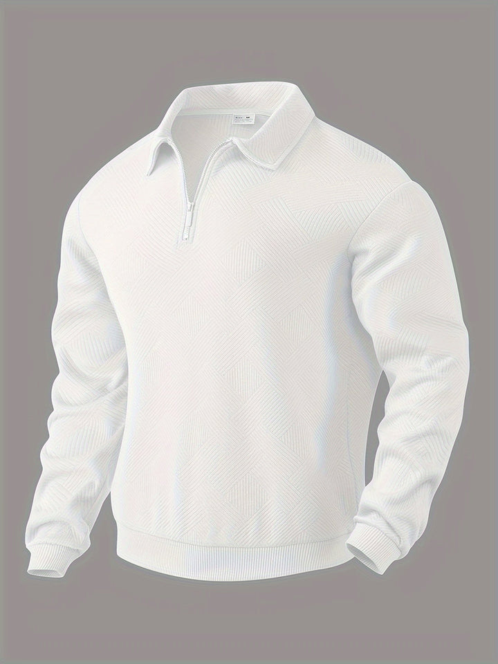 Maglione da Uomo in Misto Lana con Zip e Motivo Geometrico
