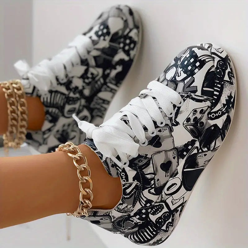 Sneakers da Donna con Stampa Graffiti e Suola Ammortizzata