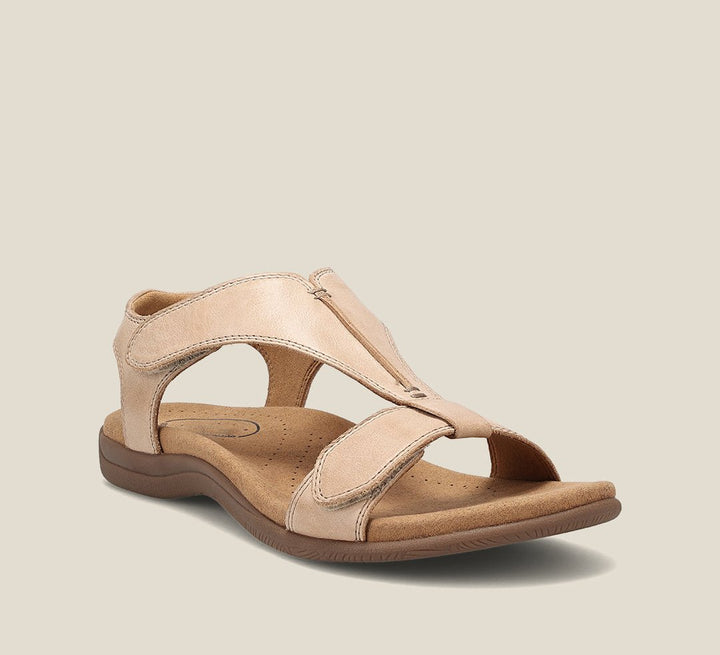 Sandali da Donna in Pelle con Cinturino a T e Plantare in Memory Foam