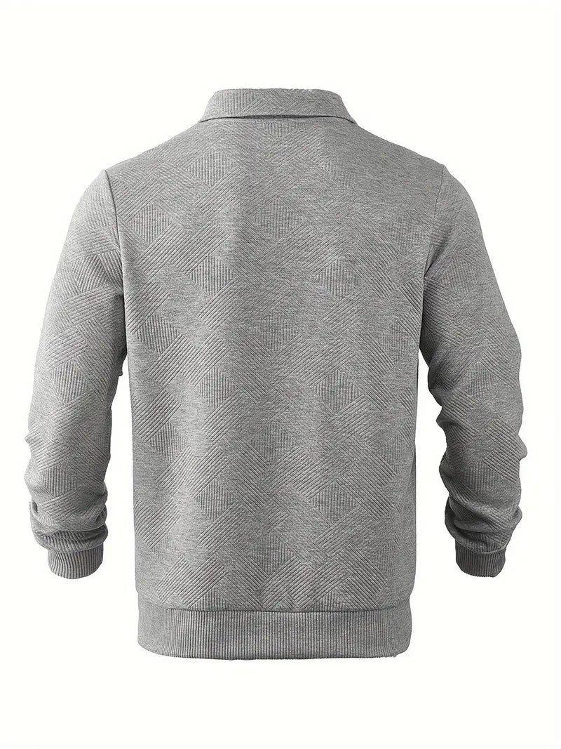 Maglione da Uomo in Misto Lana con Zip e Motivo Geometrico