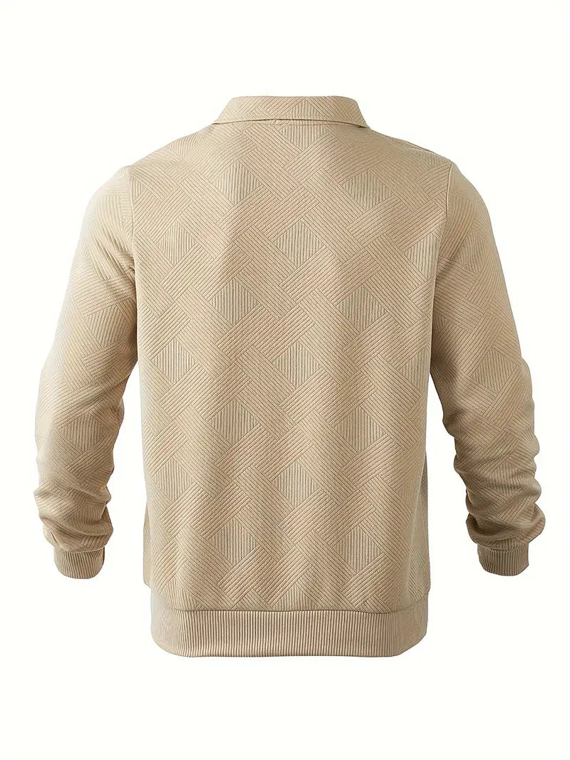 Maglione da Uomo in Misto Lana con Zip e Motivo Geometrico