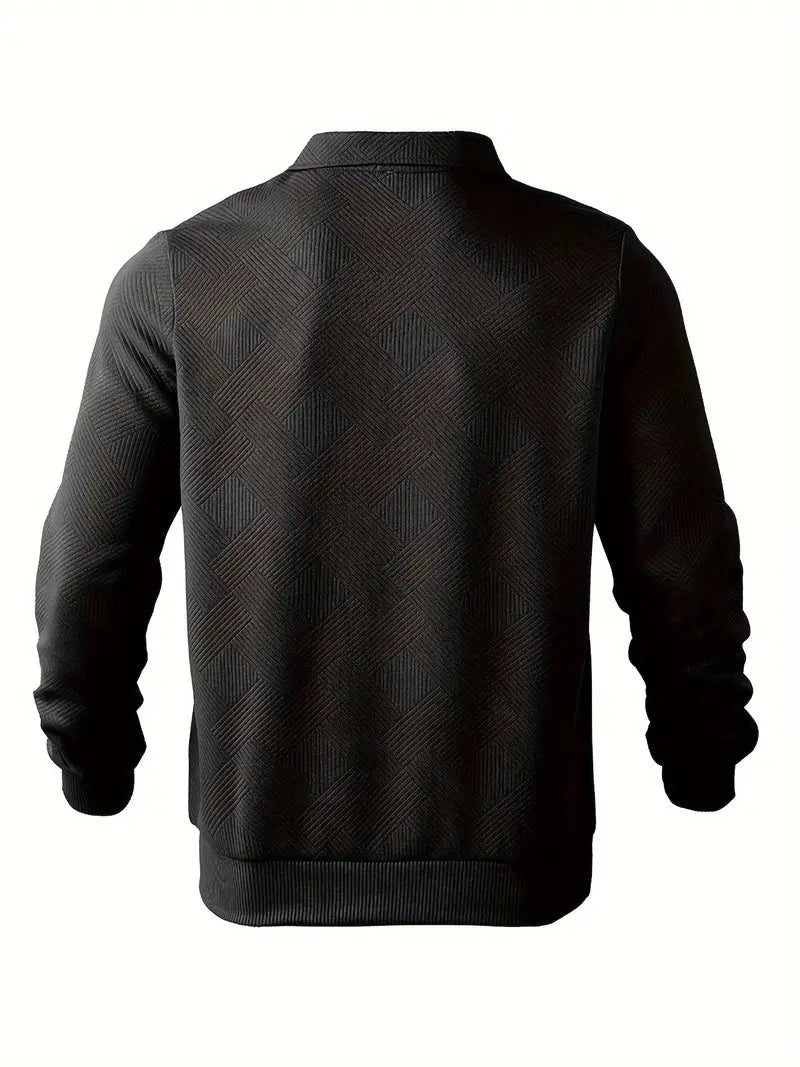 Maglione da Uomo in Misto Lana con Zip e Motivo Geometrico